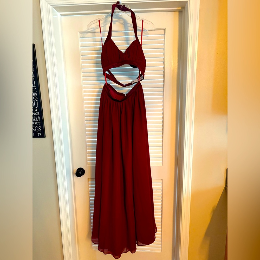 Elegant Burgundy Two Piece Prom Dress